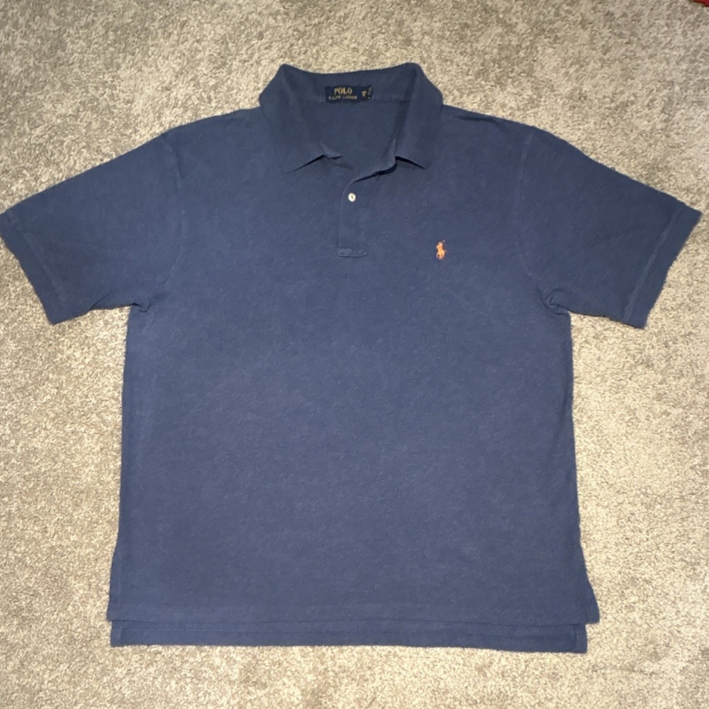 Polo Ralph Lauren Polo Blue Short Sleeve Solid Embroidered Logo Classic Fit 1XB